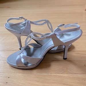 Silver strappy heels